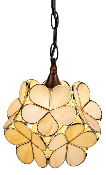 Clayre & Eef lampada a sospensione Tiffany 21x21x17/90 cm fiore di vetro beige