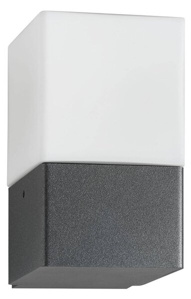 LCD Applique da esterno Linus, grafite, acciaio inox, vetro opalino, E27 dimmerabile, Nero, Acciaio Inox, Moderno