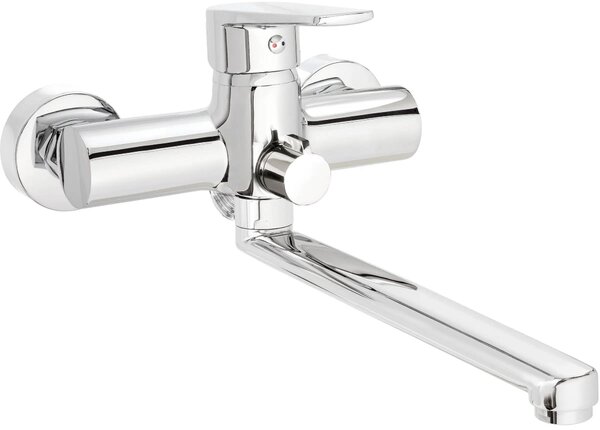 Rubinetto da lavabo a parete Deante Cromo con bocca allungata, Monocomando, Ottone, Montaggio a parete, Portata 9,1-15 l/min