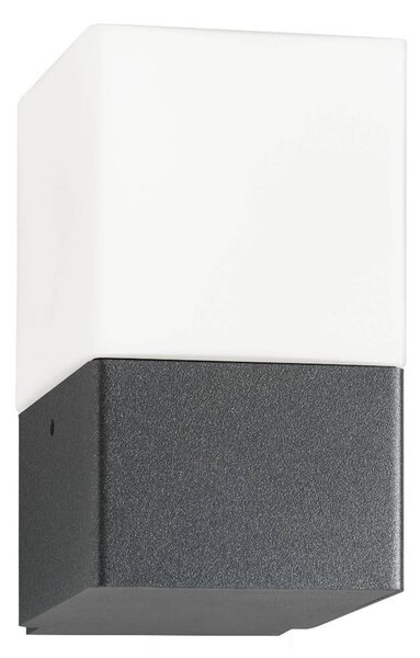 LCD Applique da esterno Linus, grafite, acciaio inox, vetro opalino, E27 dimmerabile, Nero, Acciaio Inox, Moderno