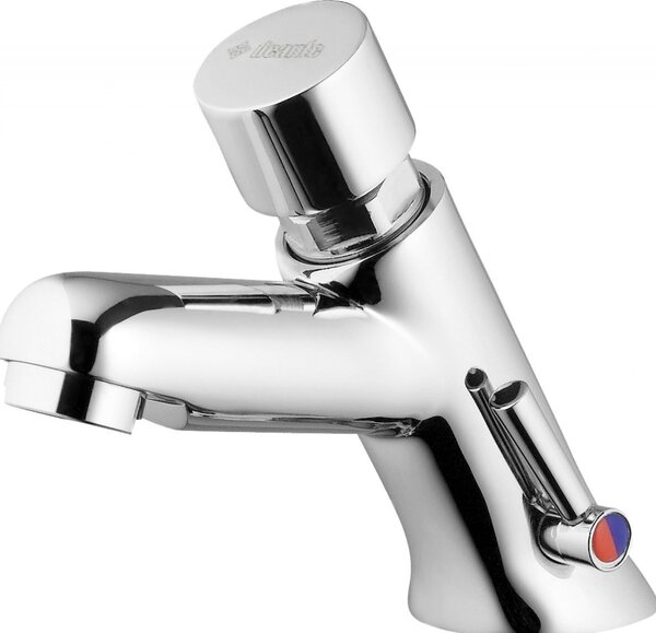Timed washbasin mixer with temperature control