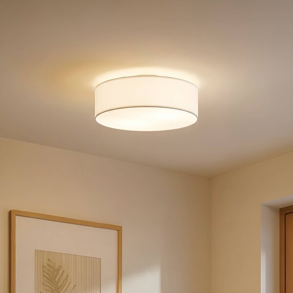 Plafoniera soffitto Sebatin Lindby, dimmerabile, Crema / Ambra, Camera da letto, Tessuto / Stoffa / Seta, Moderno, Plafoniera