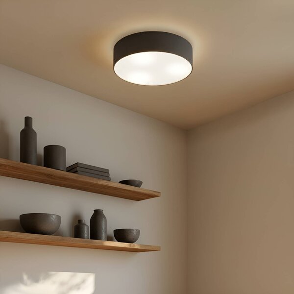 Plafoniera soffitto Sebatin Lindby, dimmerabile, Alluminio / Grigio / Zincato, Camera da letto, Tessuto / Stoffa / Seta, Moderno, Plafoniera