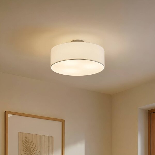 Plafoniera soffitto Sebatin Lindby, dimmerabile, Bianco / Opale, Camera da letto, Tessuto / Stoffa / Seta, Moderno, Plafoniera