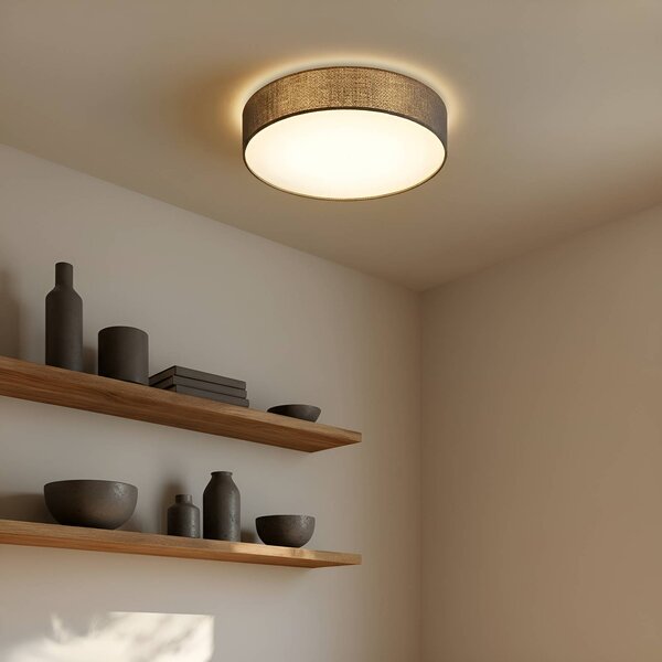 Plafoniera soffitto Sebatin Lindby, dimmerabile, Alluminio / Grigio / Zincato, Camera da letto, Tessuto / Stoffa / Seta, Moderno, Plafoniera
