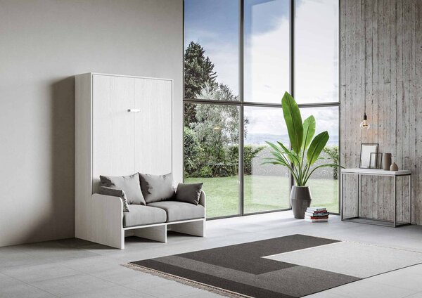 Letto 1 Piazza e Mezzo a Scomparsa Salvaspazio con Sofà Kentaro H210 cm Bianco