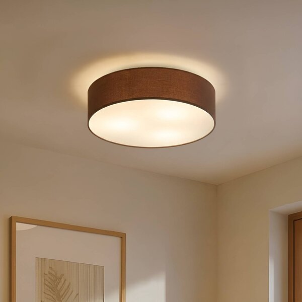 Plafoniera soffitto Sebatin Lindby, dimmerabile, Marrone / Ruggine, Camera da letto, Tessuto / Stoffa / Seta, Moderno, Plafoniera