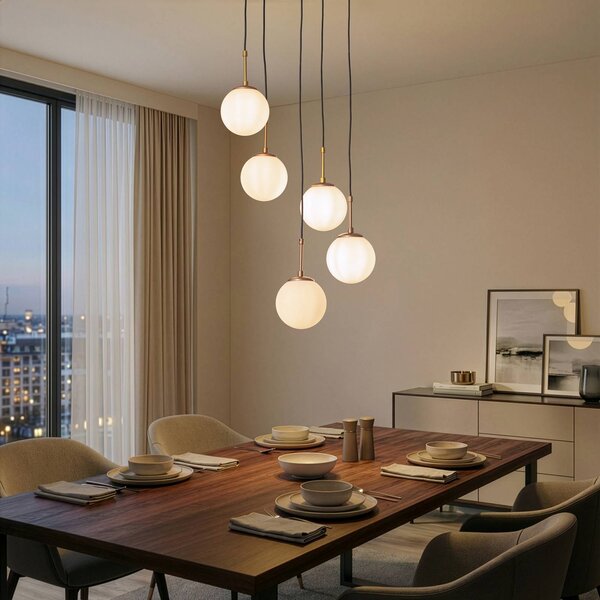 Lampada a sospensione in vetro Opviq, dimmerabile, Bianco / Opale, Soggiorno / Sala da pranzo, Vetro, Lampada a sospensione