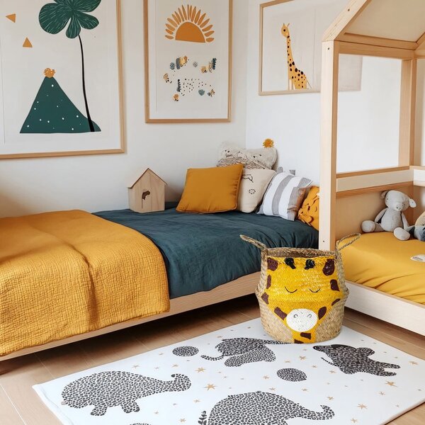 Cesto portagiochi da bambini in seagrass di colore giallo-naturale ø 30x28 cm Giraffe - Compactor