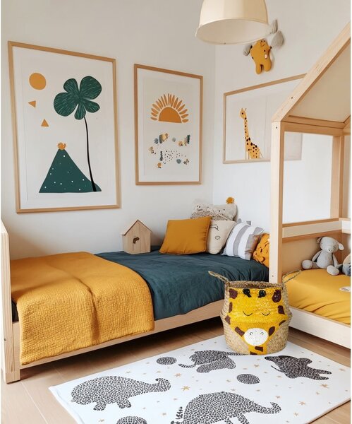 Cesto portagiochi da bambini in seagrass di colore giallo-naturale ø 30x28 cm Giraffe - Compactor