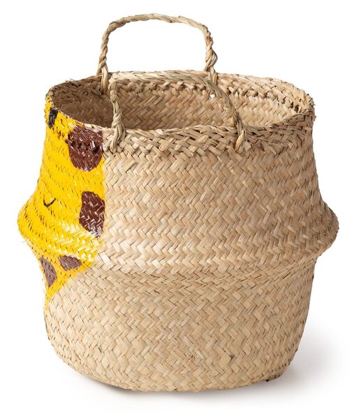 Cesto portagiochi da bambini in seagrass di colore giallo-naturale ø 30x28 cm Giraffe - Compactor