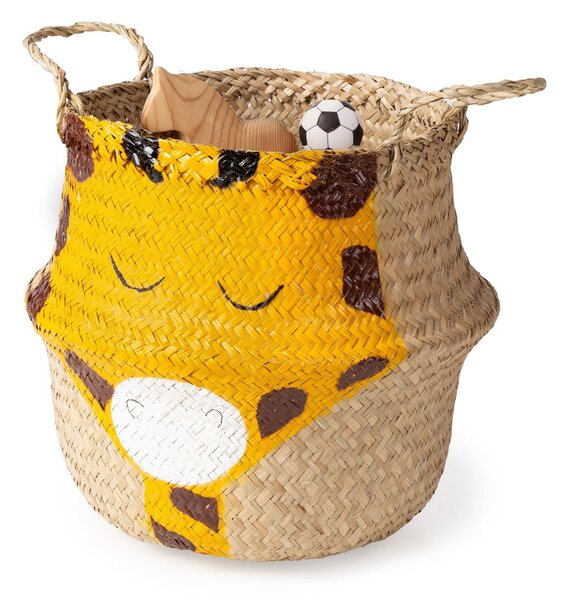 Cesto portagiochi da bambini in seagrass di colore giallo-naturale ø 30x28 cm Giraffe - Compactor
