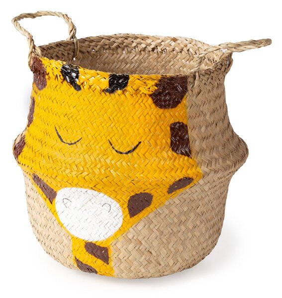 Cesto portagiochi da bambini in seagrass di colore giallo-naturale ø 30x28 cm Giraffe - Compactor