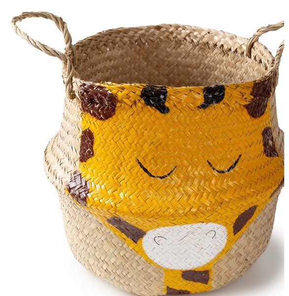 Cesto portagiochi da bambini in seagrass di colore giallo-naturale ø 30x28 cm Giraffe - Compactor