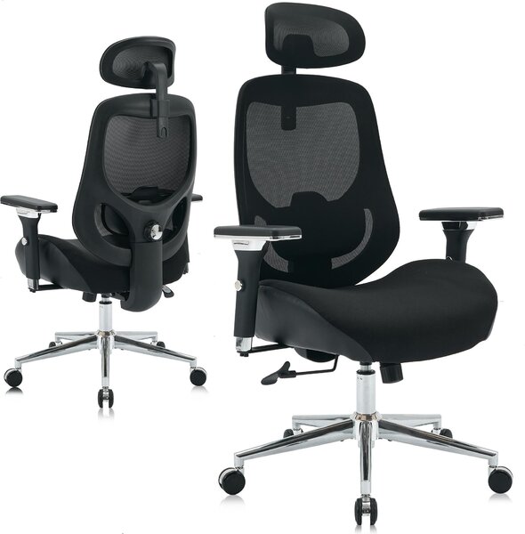 Fortuna Lai 230KG Sedia da ufficio ergonomica con braccioli regolabili in 4D, adatta a persone alte, schienale in rete, supporto lombare, poggiatesta per l'ufficio domestico, funzione di inclinazione a 120°