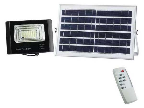 Faretto solare LED dimmerabile 12W 3,2V 6000K IP65 con telecomando