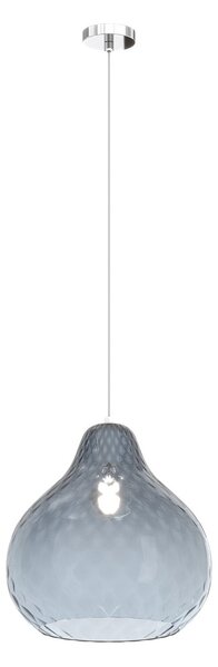 Lampadario Contemporaneo Dress Metallo Cromo Vetro Grande Blu 1 Luce E27