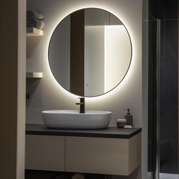 Brilagi - Specchio da bagno LED VENA BLACK LED/26W/230V 80 cm IP44 CRI 90 dimmerabile + CCT