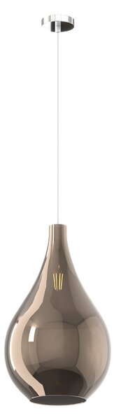 Lampadario Contemporaneo Drop 2.0 Metallo Cromo Vetro Grande Bronzo 1 Luce E27