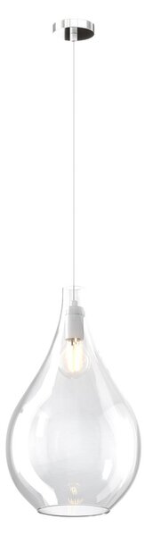 Lampadario Contemporaneo Drop 2.0 Metallo Cromo Vetro Grande Trasp 1 Luce E27