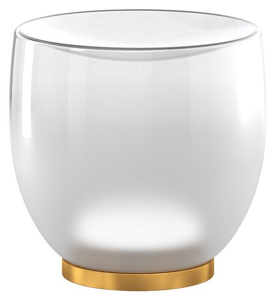 Abatjour Contemporaneo Drum Metallo Oro Vetro Bianco 1 Luce Led 12W Calda