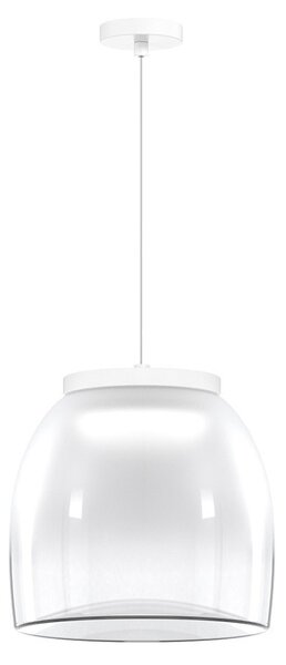 Lampadario Contemporaneo Drum Metallo Bianco Vetro 1 Luce Led 16W Calda