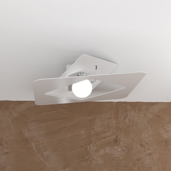 Plafoniera Industrial-Minimal Wacky Metallo Bianco 1 Luce E27