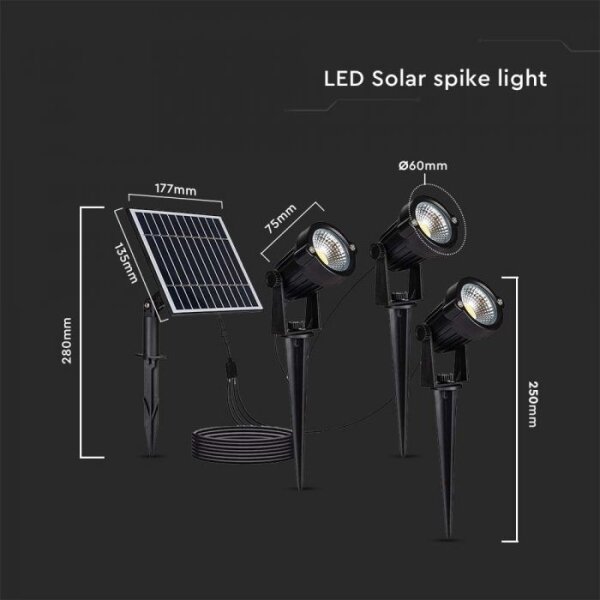SET 3x Lampada solare LED da esterno 3xLED/1,2W/3,7V IP65 3000K 4000 mAh