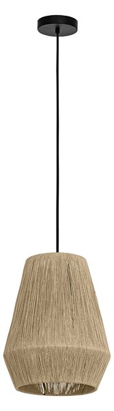 Lampadario A Sospensione Vintage Alderney Acciaio Nero Filo Tessile 1 Luce E27
