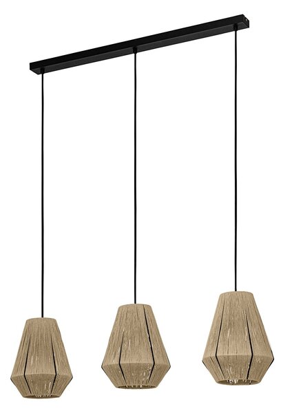 Lampadario A Sospensione Vintage Alderney Acciaio Nero 3 Luci E27