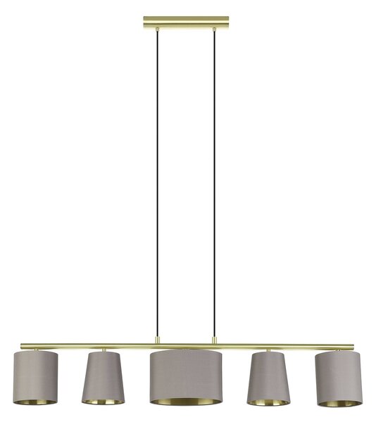 Lampadario A Sospensione Moderno Almeida 2 Acciaio Ottone Cappuccino 5 Luci E14