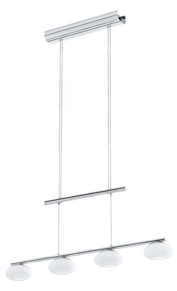 Lampadario A Sospensione Moderno Aleandro 1 Acciaio Cromo Vetro 4 Luci Led 4,5W