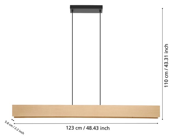 Sospensione Moderna Anchorena-Z Metallo Nero Legno 1 Luce Led 35W 3980Lm