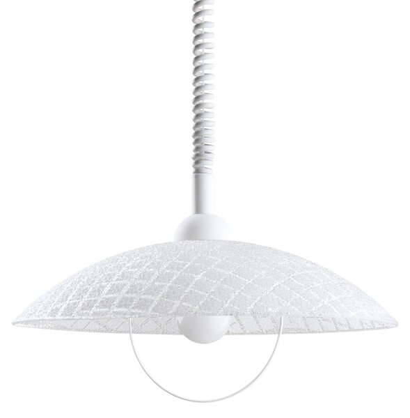 Lampadario A Sospensione Moderno Alvez Policarbonato Bianco Vetro 1 Luce E27