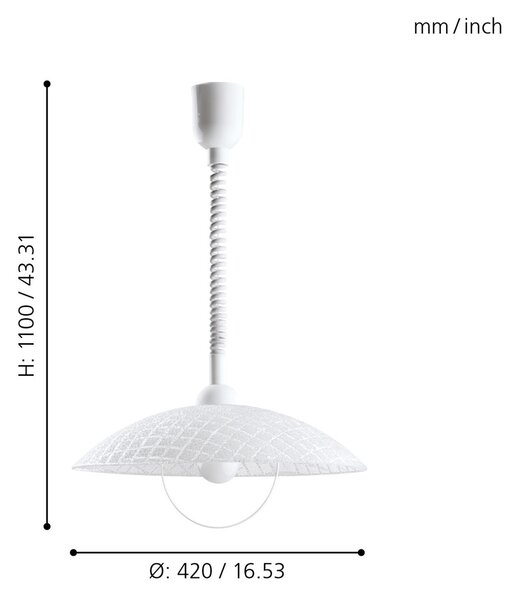 Lampadario A Sospensione Moderno Alvez Policarbonato Bianco Vetro 1 Luce E27