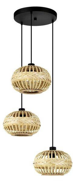 Lampadario A Sospensione Vintage Amsfield 1 Acciaio Nero 3 Luci E27