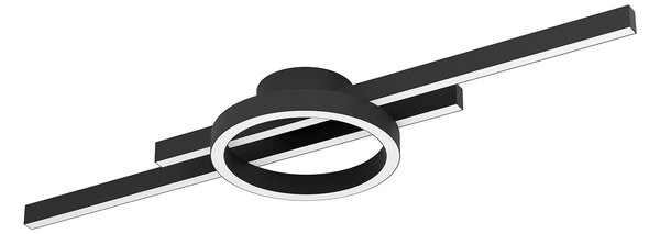 Plafoniera Minimal Amandolo Alluminio Nero Luce Led Integrato 23,5W