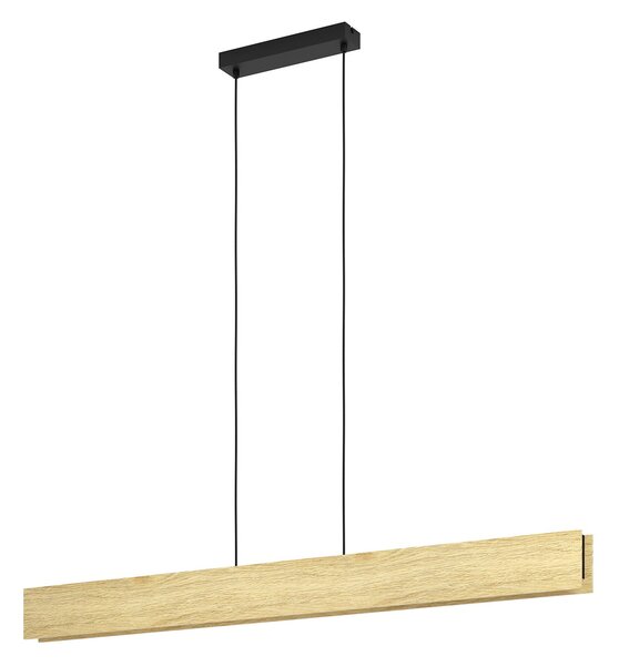 Sospensione Moderna Anchorena-Z Metallo Nero Legno 1 Luce Led 35W 3980Lm