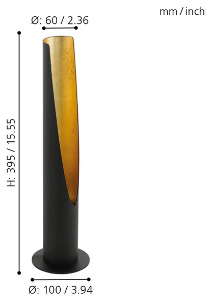 Lampada Da Tavolo Moderna Barbotto Acciaio Nero 1 Luce Gu10 4,5W