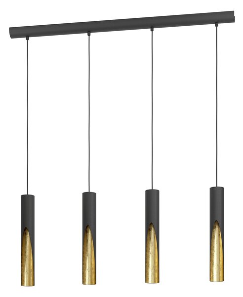 Lampadario A Sospensione Moderno Barbotto Acciaio Nero Oro 4 Luci Gu10 4,5W