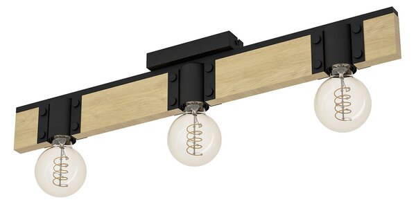 Plafoniera Vintage Bailrigg Acciaio Nero 3 Luci E27