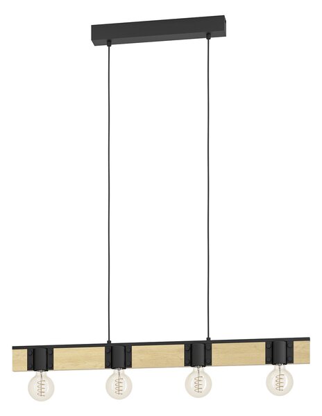 Lampadario A Sospensione Vintage Bailrigg Acciaio Nero 4 Luci E27