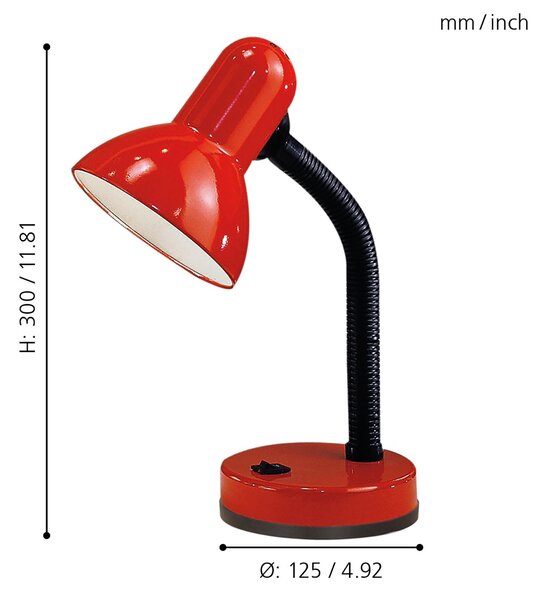 Lampada Da Tavolo Classico Basic Policarbonato Rosso 1 Luce E27