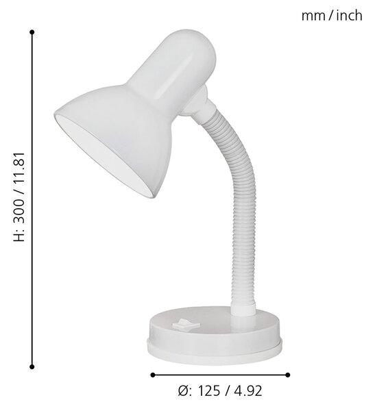 Lampada Da Tavolo Classico Basic Policarbonato Bianco 1 Luce E27
