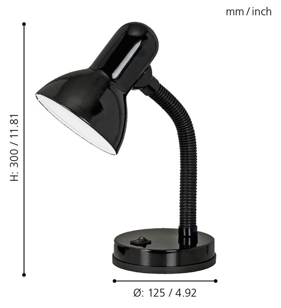 Lampada Da Tavolo Classico Basic Policarbonato Nero 1 Luce E27