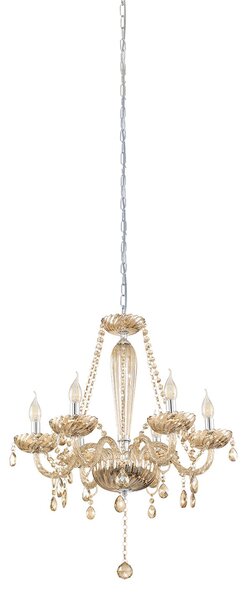 Lampadario A Sospensione Classico Basilano Acciaio Cromo Vetro 6 Luci E14