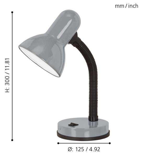 Lampada Da Tavolo Classico Basic 1 Policarbonato Argento 1 Luce E27
