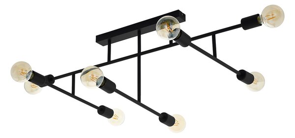 Plafoniera Moderna Belsiana Acciaio Nero 8 Luci E27