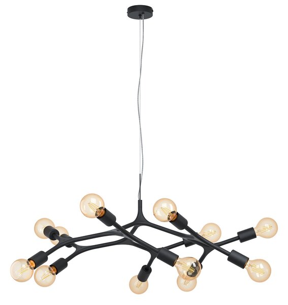 Lampadario A Sospensione Moderno Bocadella Acciaio Nero 12 Luci E27