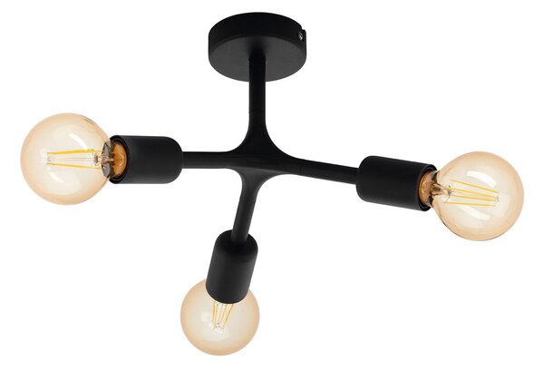 Plafoniera Moderna Bocadella 1 Acciaio Nero 3 Luci E27